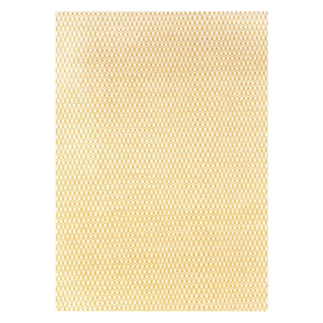 Modern Handwoven Wool Rug Carpet in Light Yellow and Ivory Honeycomb