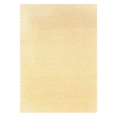 Modern Handwoven Wool Rug Carpet in Light Yellow and Ivory Honeycomb