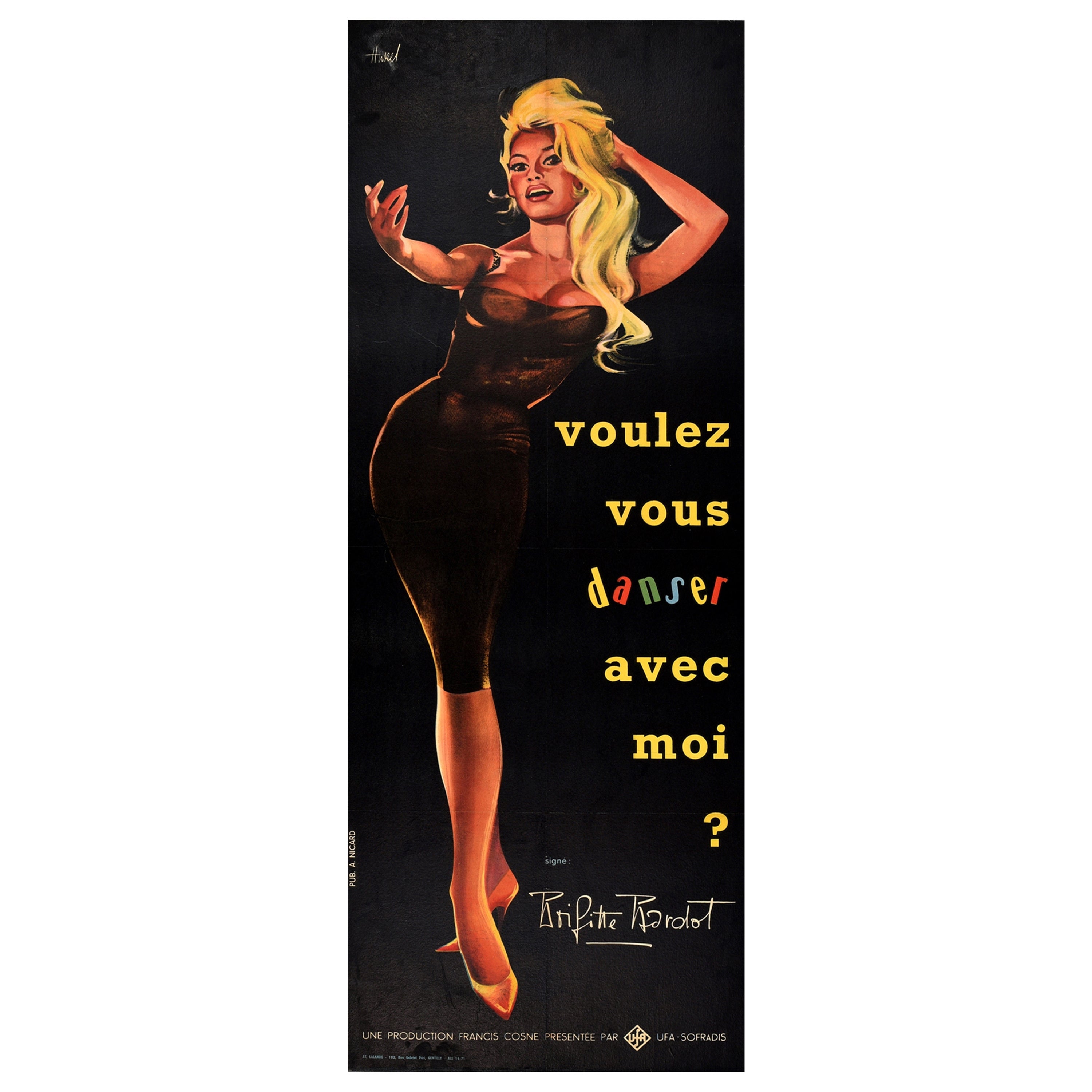 Original Vintage Film Poster Come Dance With Me Brigitte Bardot French Movie Art For Sale