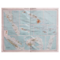 Large Original Vintage Map of The Pacific Islands Including Hawaii