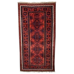 Antique Baluch Rug, Unusual Design, Great Colour & Condition, Late 19th Century