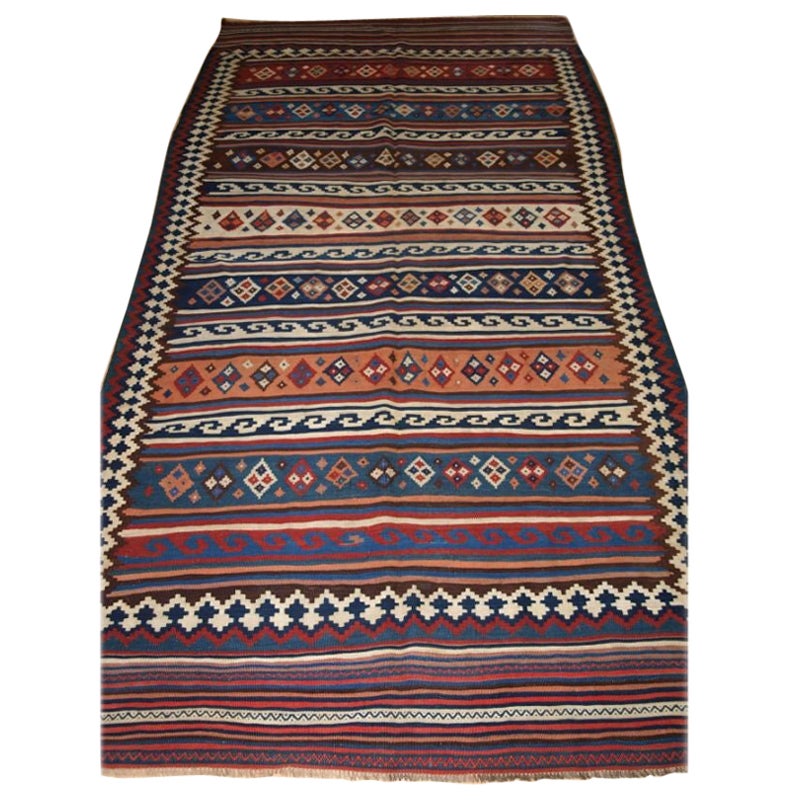 Antique Varamin Kilim with Excellent Natural Colours