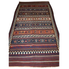 Antique Varamin Kilim with Excellent Natural Colours