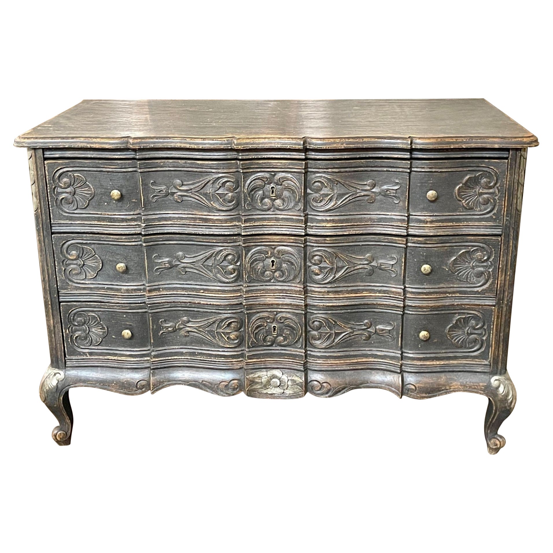19th Century French Carved and Painted Bedside Chest