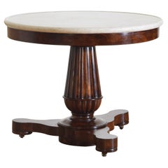 Northern Italian Neoclassic Shaped Walnut Center Table with Marble Top, ca. 1825