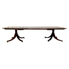 Estate English Mahogany 2 Pedestal Dining Table, circa 1940-1950