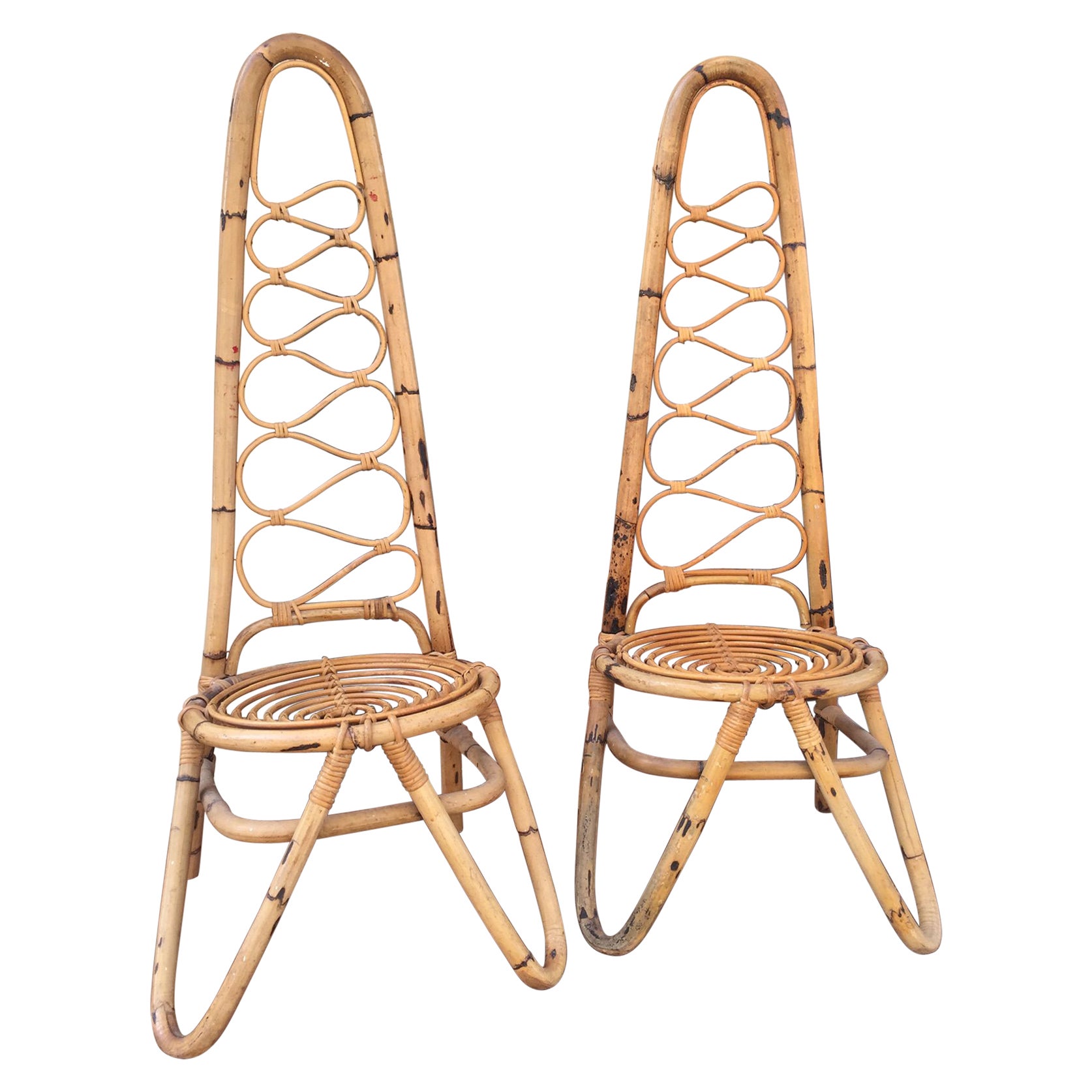 Modernist, 20th Century Italian Design Pierantonio Bonacina Bamboo Chairs, 1990s For Sale