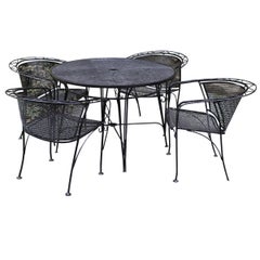 1960s Wrought Iron Table and Four Tub Chairs