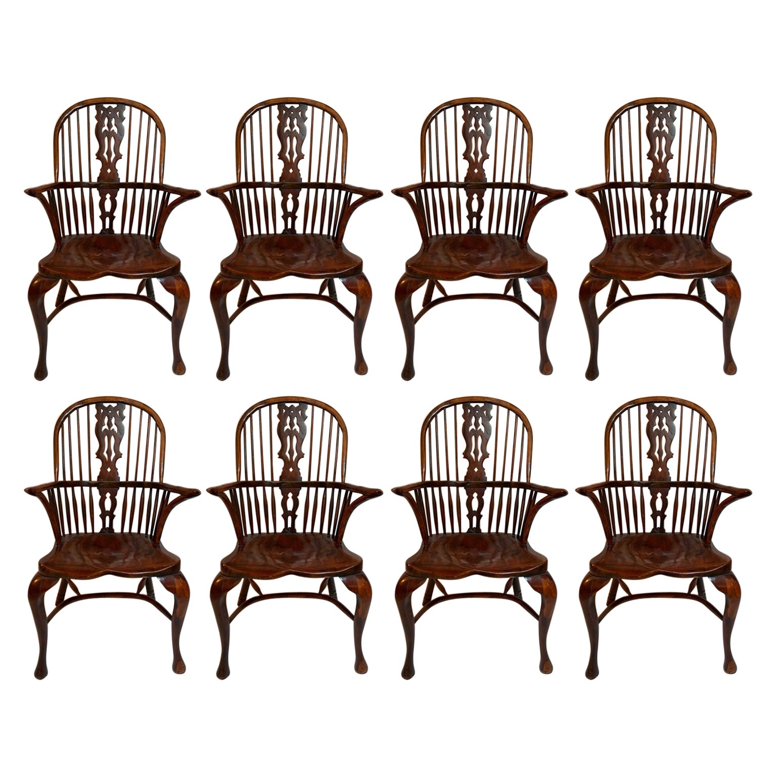 Set of 8 Antique English Windsor Dining Chairs