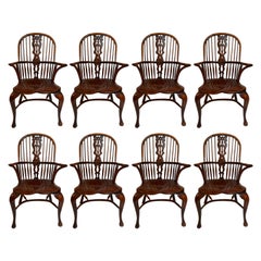 Set of 8 Antique English Windsor Dining Chairs