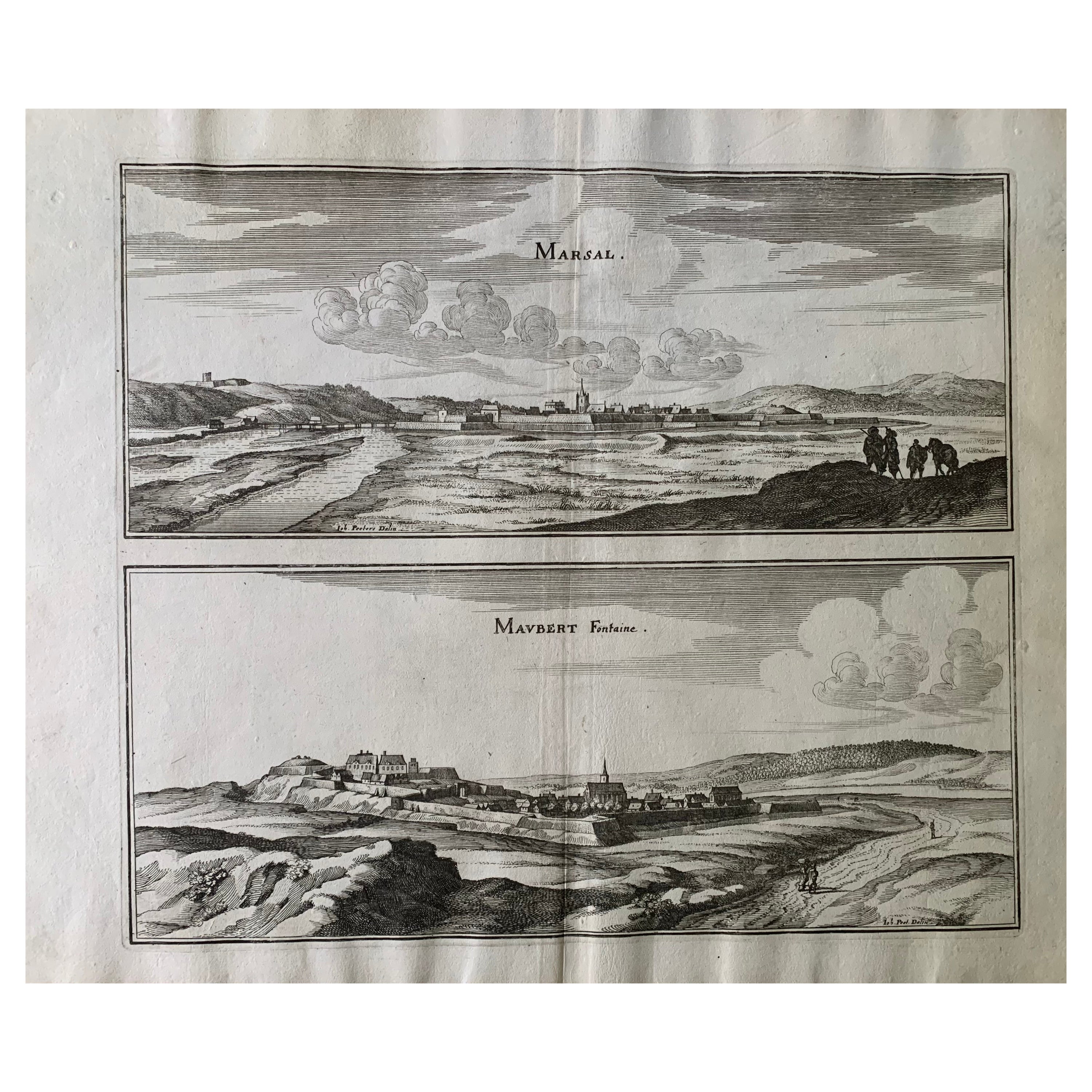 Topographische Karte des 17. Jahrhunderts, Champagne-Ardenne, Marsal, Maubert Iohan Peeters im Angebot