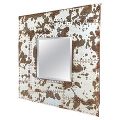 Vintage Contemporary Studded and Oxidized Steel Mirror
