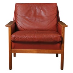 Danish Oak & Leather Lounge Chair