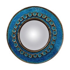 Special Glass Enameled Ceramic Turquoise Mirror, Gyula Végvári       