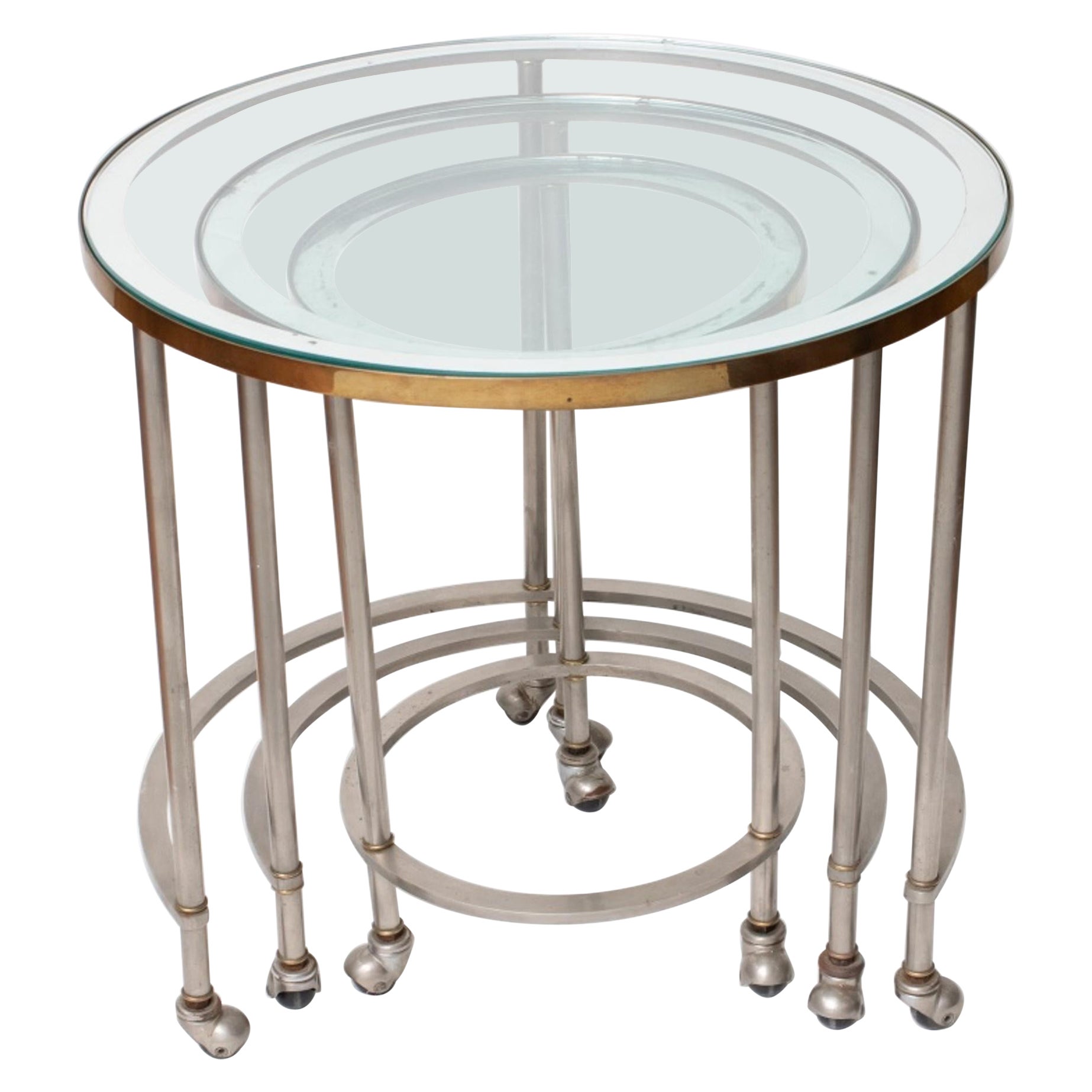 Mid Century Chrome Nesting Tables, 3 For Sale