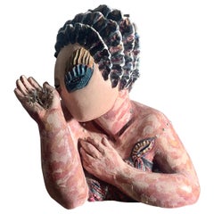 Giant Unique Punk Femme Bust Sculpture, 20th Century