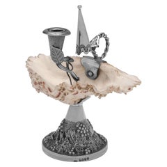 William IV Period Antique Sterling Silver & Shell Chamberstick, London, 1831