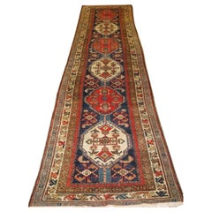 Antique Persian Malayer Runner with Colourful Repeat Medallion Design