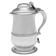 Antiker Tankard mit Deckel aus Sterlingsilber aus der George-III-Periode, London, 1773