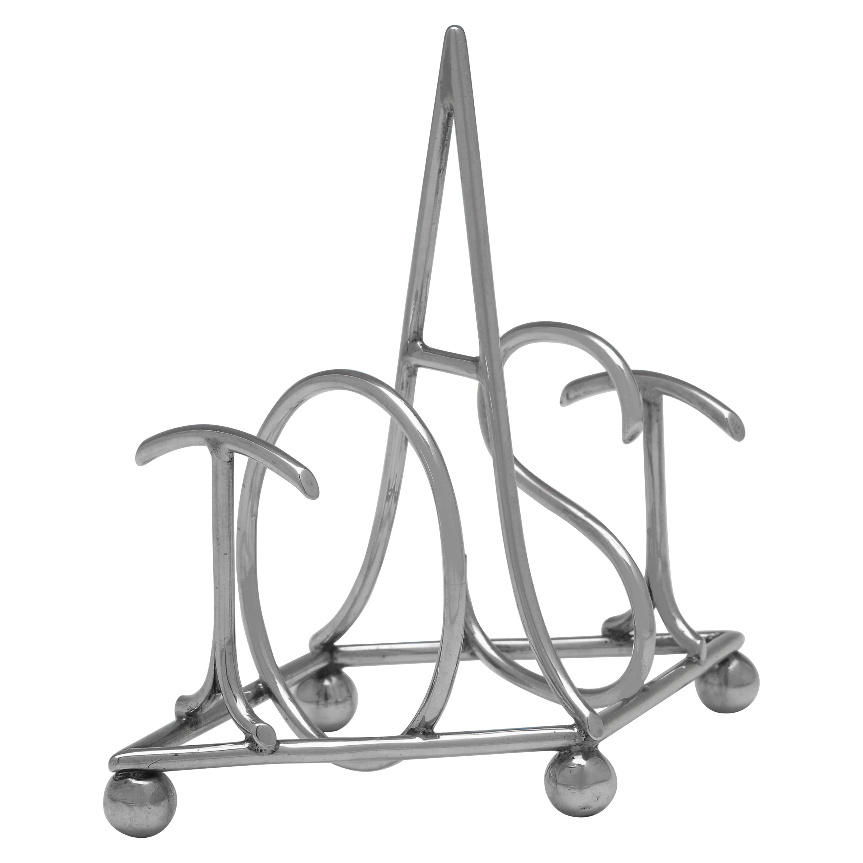 Edwardian Antique Sterling Silver 'Toast' Toast Rack, Heath & Middleton, 1904