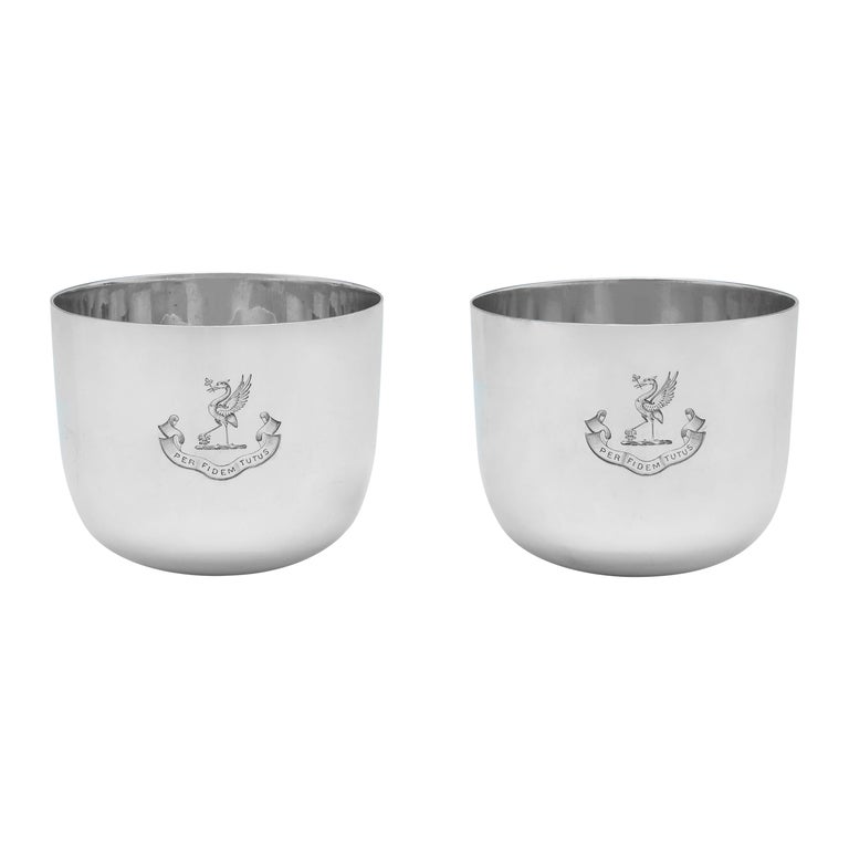 Antique Pair of Sterling Silver Tumbler Cups, Sheffield, 1913 For Sale