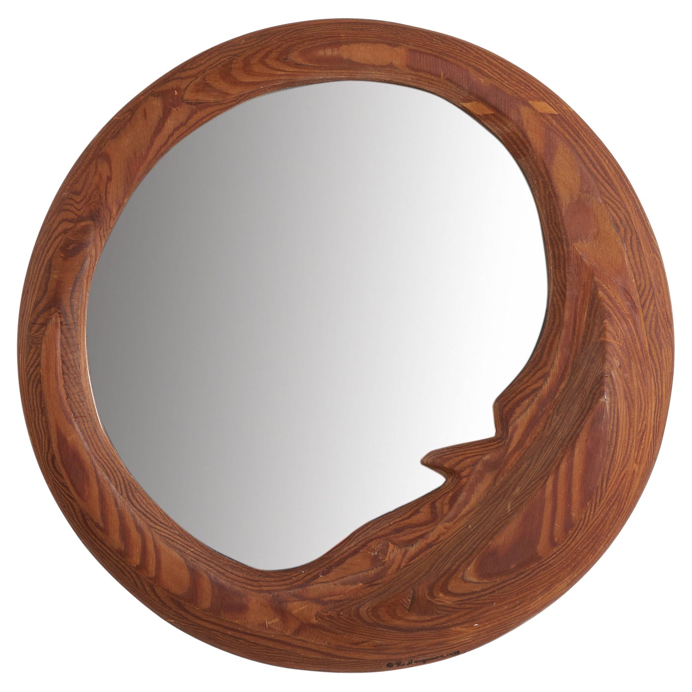 American Designer, Wall Mirror, Pine Wood, Mirror, United States, 1980 For Sale