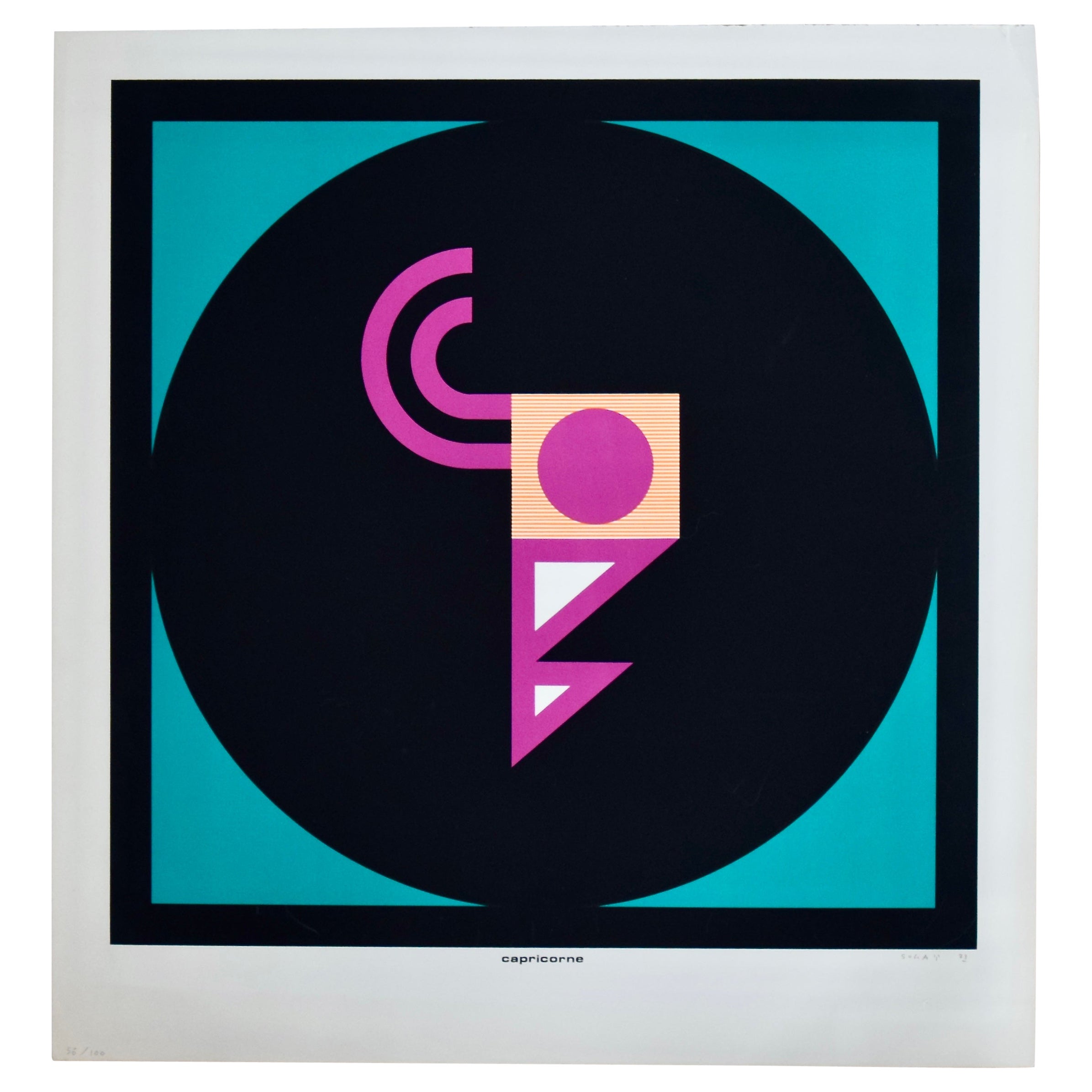 Kumi Sugaï Limited Edition Silkscreen Print Capricorn 1973 For Sale