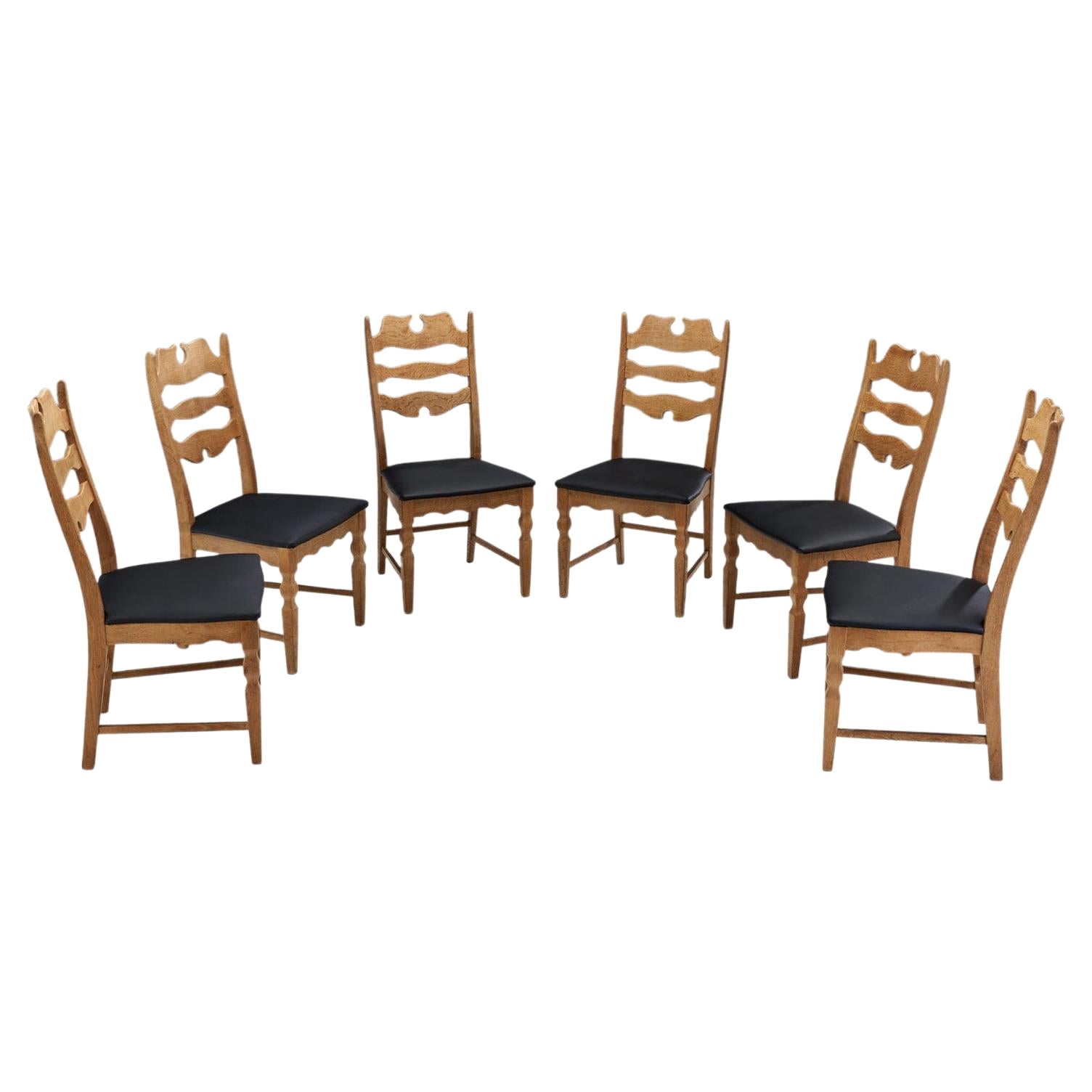 Henning Kjærnulf Set of Six Oak Dining Chairs for EG Møbler, Denmark 1960s