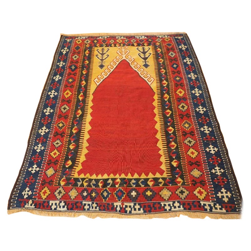 Antique Turkish Kilim from the Obruk Region For Sale