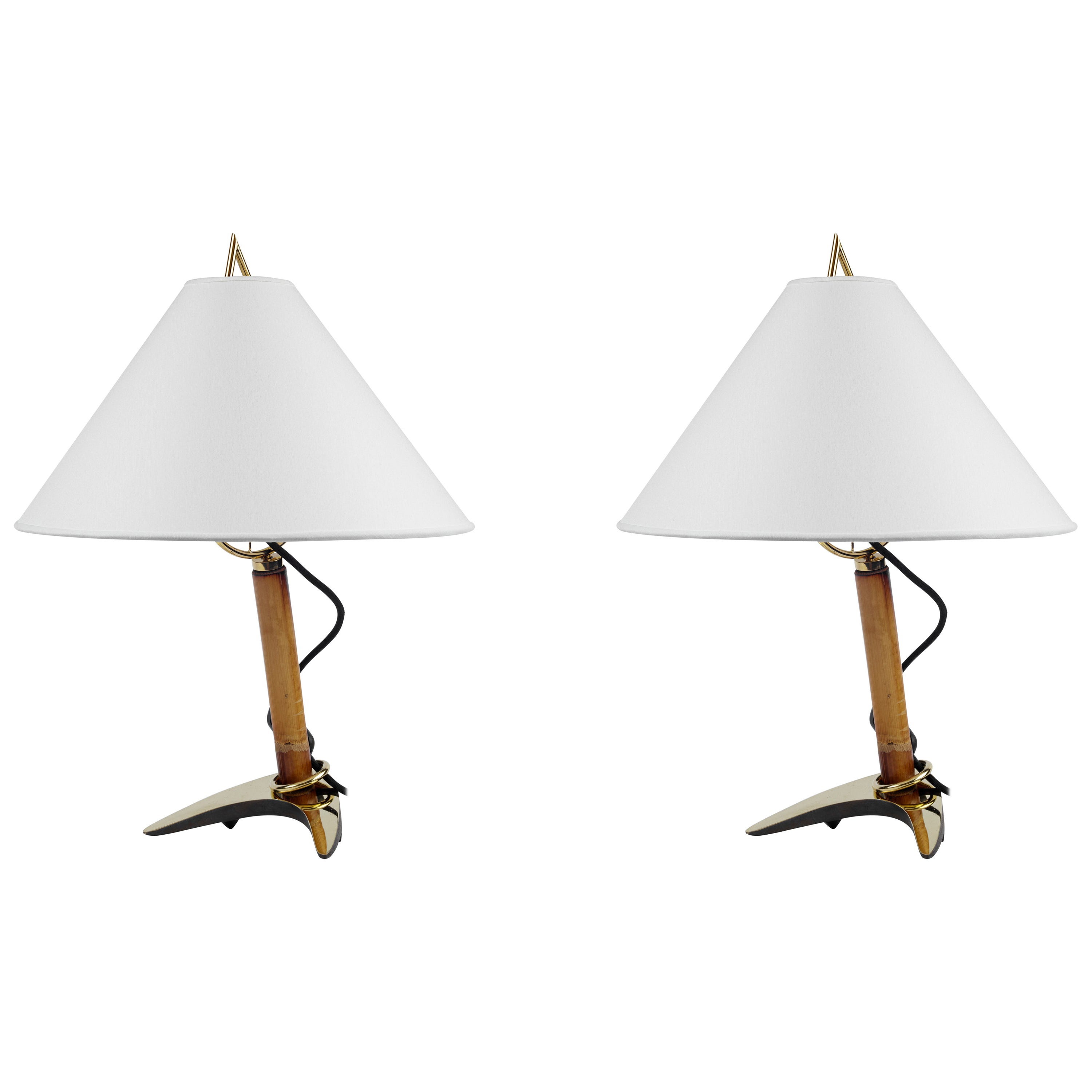 Pair of Carl Auböck #3741 Table Lamp "Horseshoe", Austria