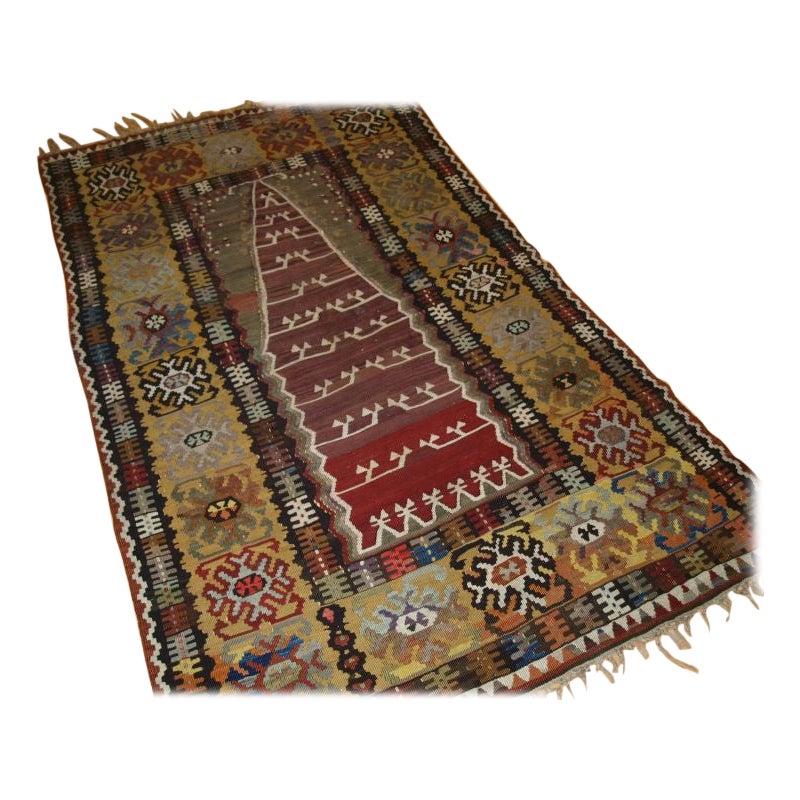 Antique Anatolian Yahyali Prayer Kilim For Sale