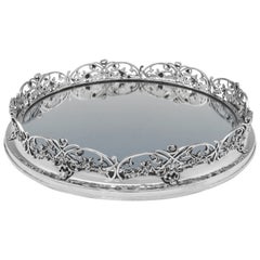 Used Elkington & Co Victorian Silver Plated Mirror Plateau, Made in 1845