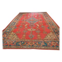 Antique Turkish Oushak Carpet of Outstanding Colour with Small Medallion Design