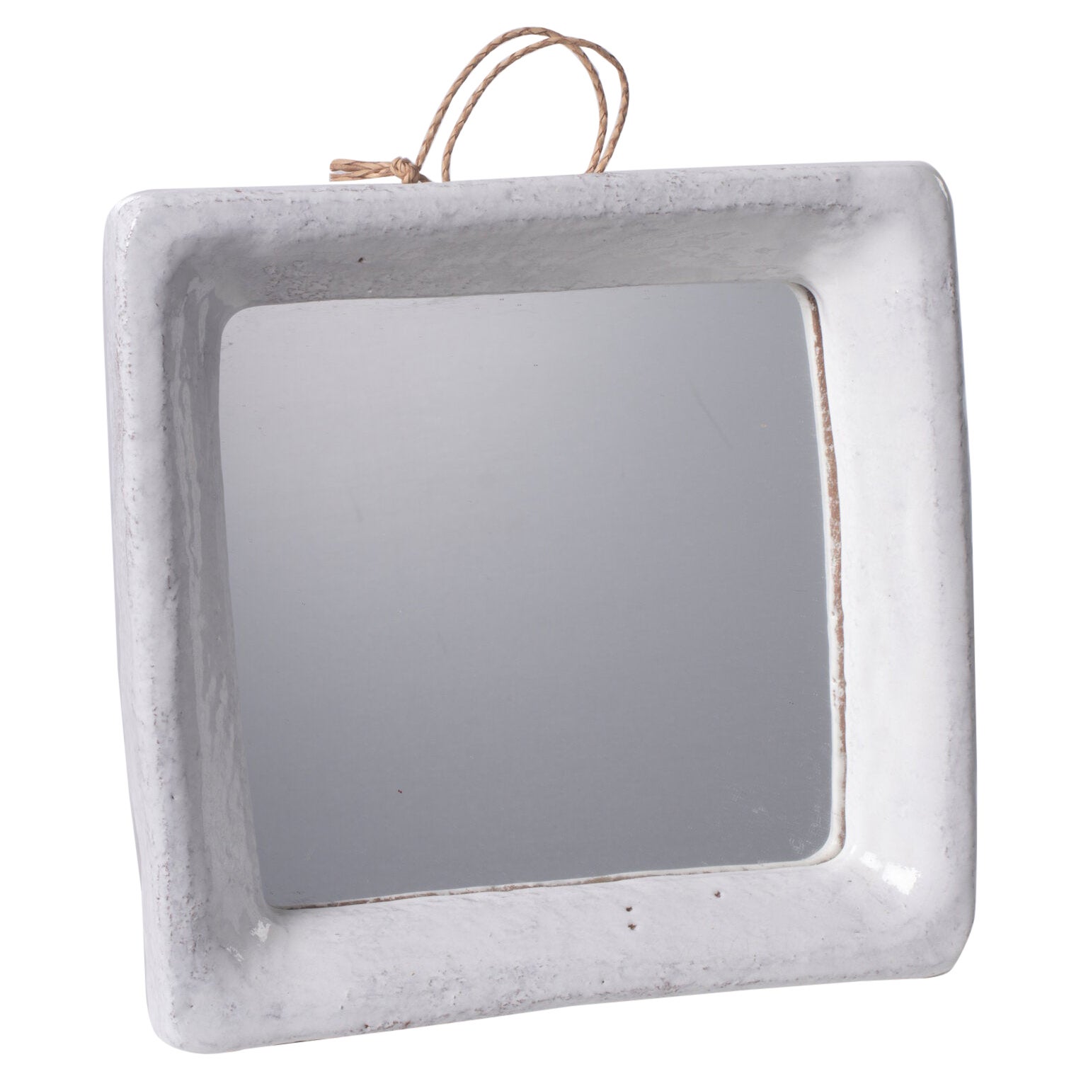 Miroir contemporain en céramique émaillée blanche de Frederic Bourdiec