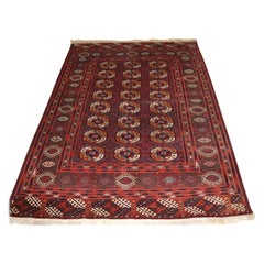 Tapis turkmène ancien Tekke au design traditionnel et à l'excellente couleur