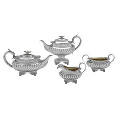 George IV Period Antique Silver Tea Set, London 1828 Charles Fox II