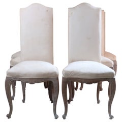 Set of 6 French Antique Louis XV Style Dining Chairs, 19th Century
