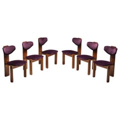 Dutch Art Deco Dining Chairs Velvet Amsterdamse School, Early 20th Century