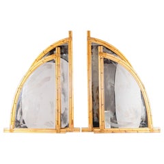 Set of 4 Vintage Large Rattan Mirrors