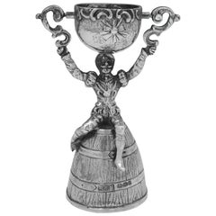 Sterling Silver Wager Cup or Marriage Cup, Berthold Muller 1912 Import Marked