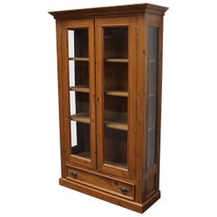 French Rustic Pine Book Case / Tableware Cabinet, 1930s