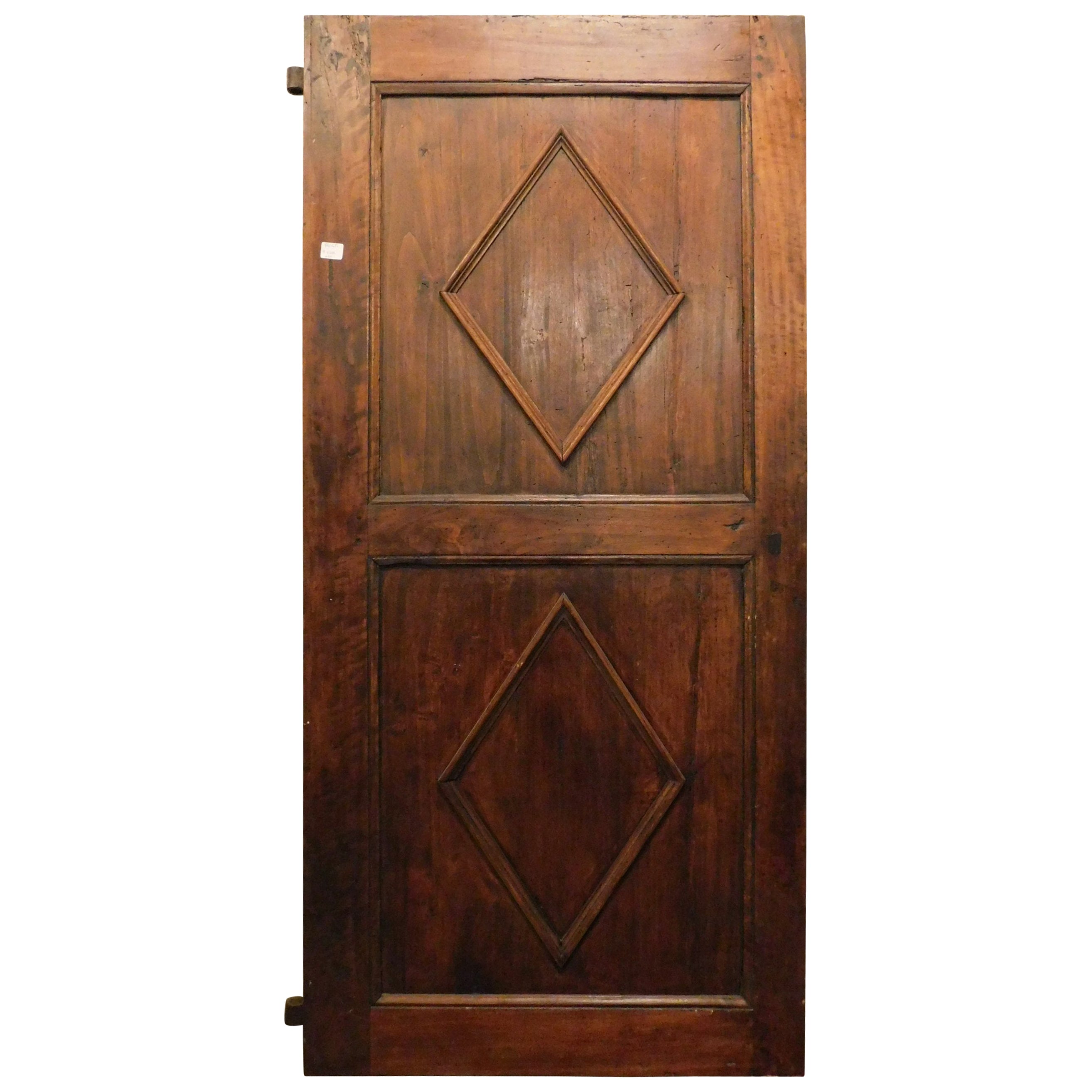 Antique Restored Poplar Door, Carved Lozenge, 18th Century Italy