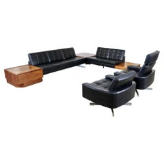 1st Edition leather ‘Pluraform’ sofa set by Rolf Benz, 1964