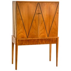 Carl-Axel Acking Attributed Cabinet in Elm, Oak and Brass, SMF Bodafors, 1940s