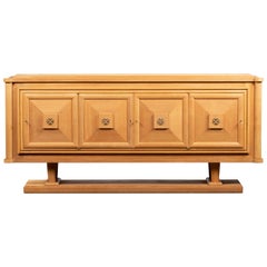 Bleached Large French Oak Art Deco Sideboard in style of Charles Dudouyt, France