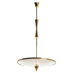 1950's Brass and Glass Pendant in style of Venini