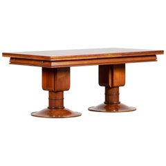 Large Extendable Art Deco Table, Solid Mahogany, France, 1930.