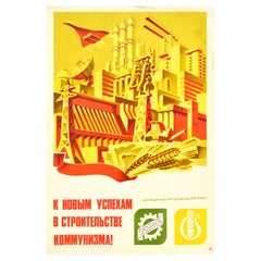 Original Vintage Soviet Poster Communism Construction Success Concorde Industry