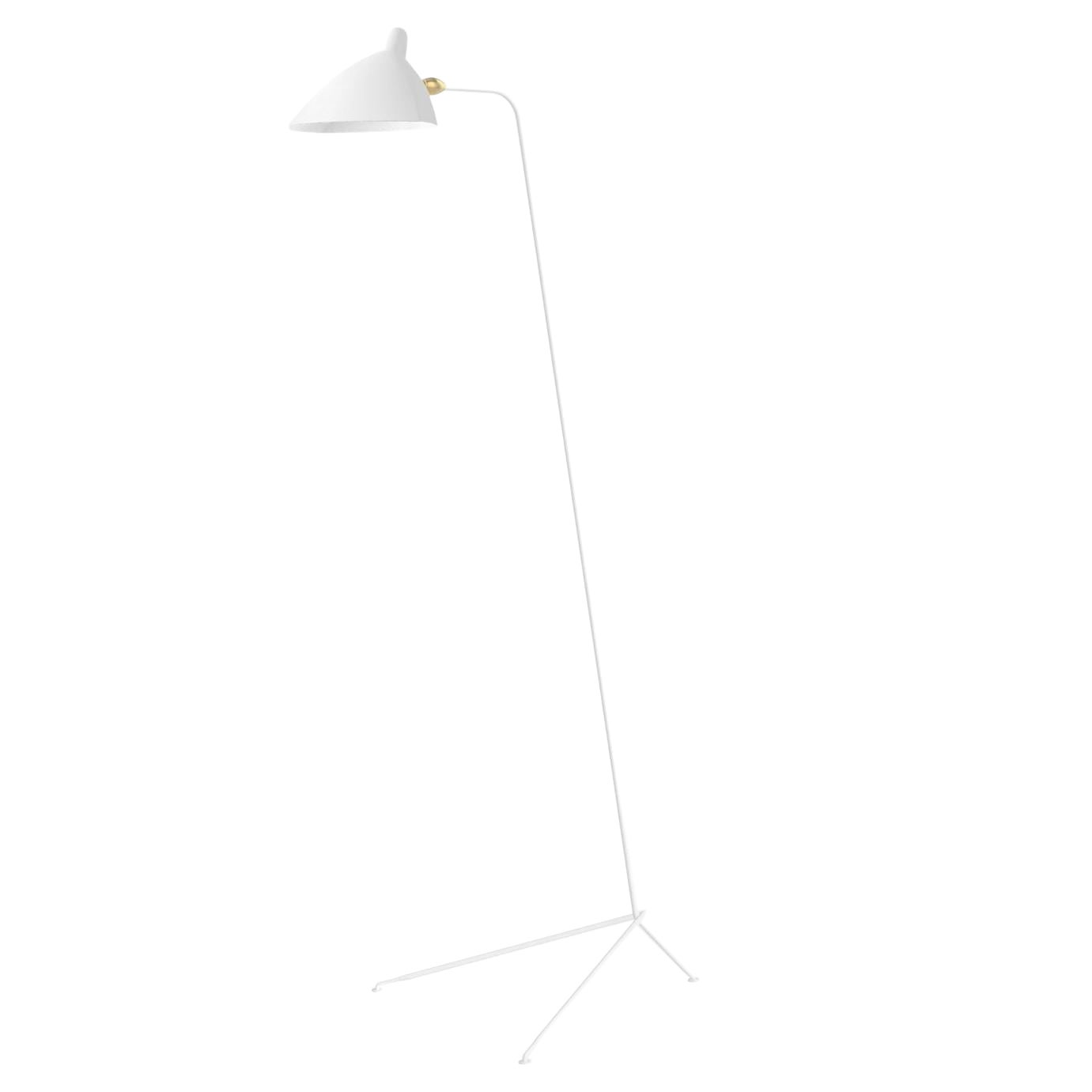 Serge Mouille - Floor Lamp with 1 Arm in White For Sale