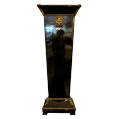 French Maison Jansen Style Black Lacquered Column with Bronze Details